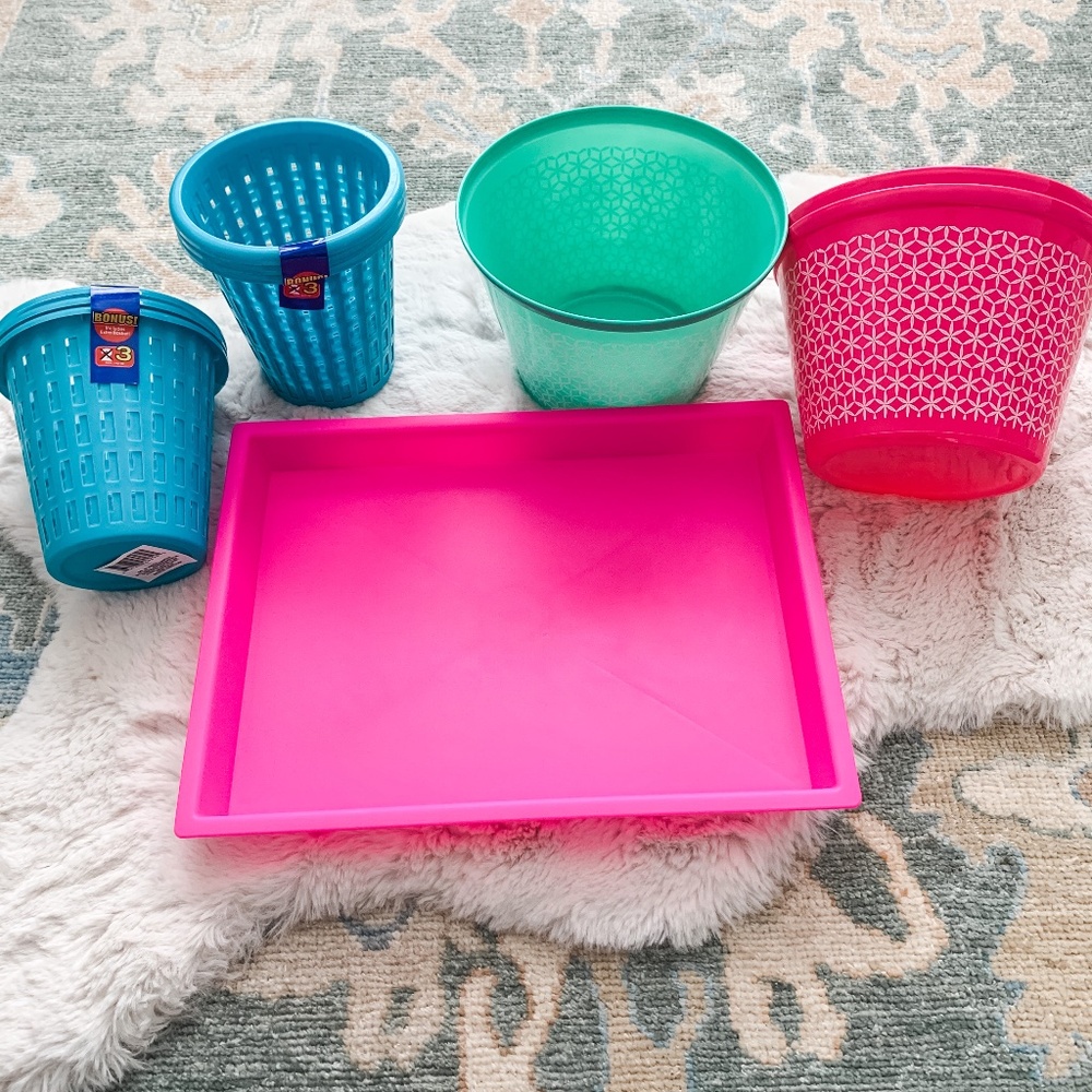 Pink, Blue, and Mint Storage Containers